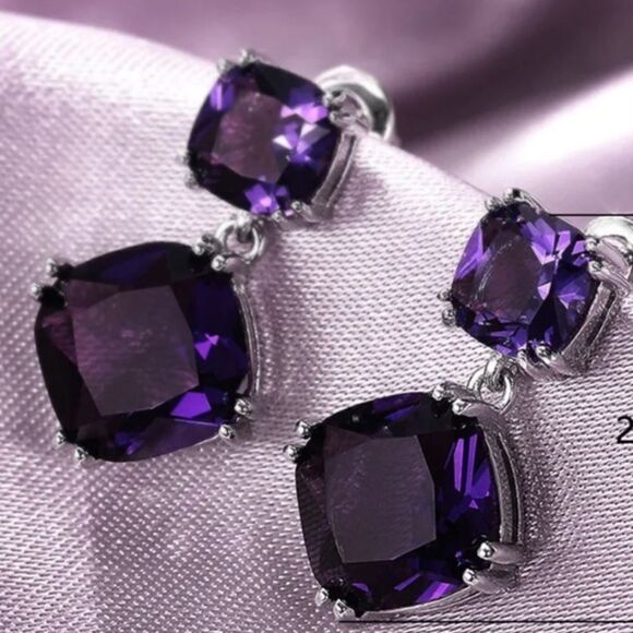 New Sterling Silver Purple Earrings - Picture 5 of 5